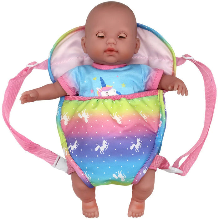 Bebê Conforto para Bonecas Reborn 43-45cm, em tecido resistente e cores vibrantes. Seguro para crianças 3-12 anos, perfeito para brincadeiras de cuidado e carinho!