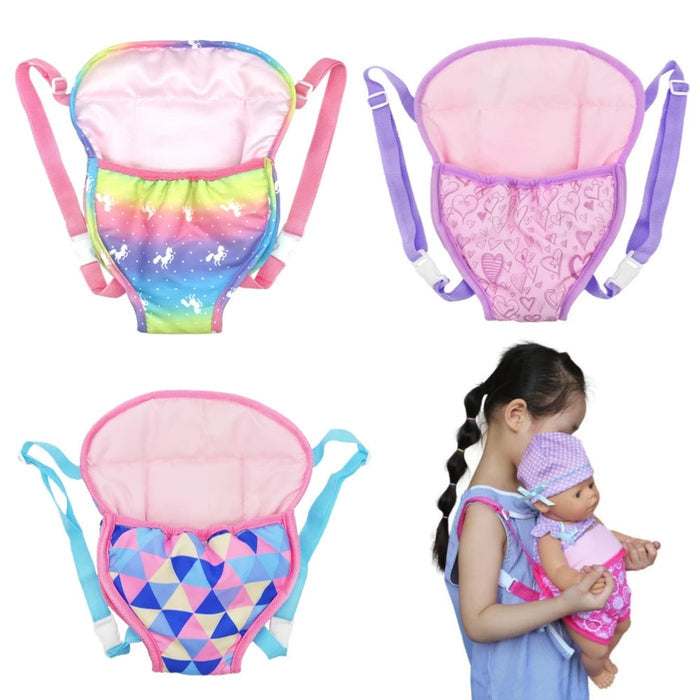 Bebê Conforto para Bonecas Reborn 43-45cm, em tecido resistente e cores vibrantes. Seguro para crianças 3-12 anos, perfeito para brincadeiras de cuidado e carinho!