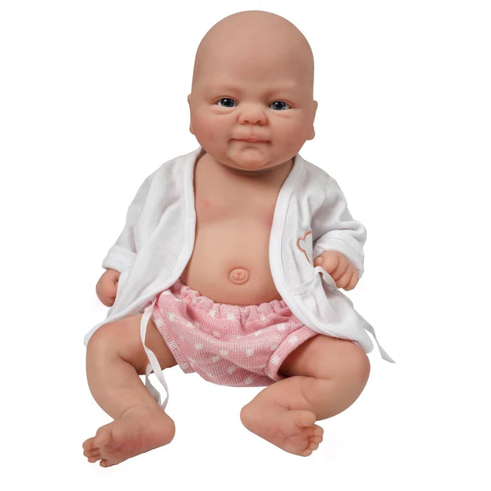 Bebê Reborn Carol, boneca realista de silicone sólido com olhos abertos, membros móveis e acessórios. Perfeita para crianças 3+, traz ternura e magia às brincadeiras!