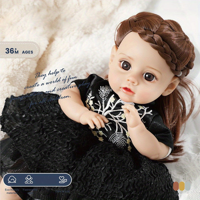 Bebê Reborn Lavínia 35cm, boneca realista de silicone macio com traços delicados. Perfeita para crianças 3+ e colecionadores, combina segurança, carinho e qualidade!