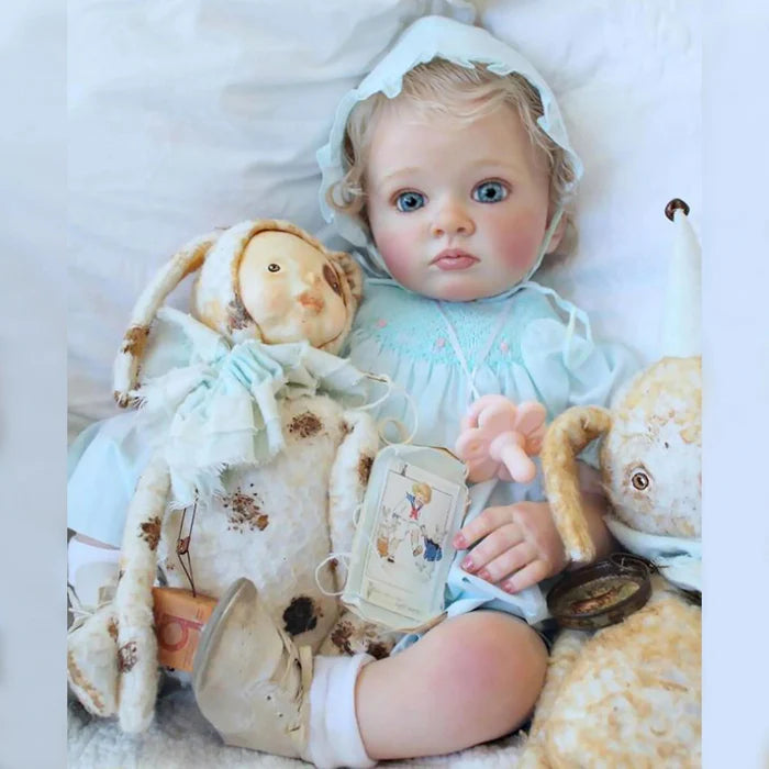 Bebê Reborn Maria 55cm, boneca realista com corpo macio, olhos vivos, cabelo fio a fio e acessórios. Perfeita para crianças 3+, traz magia e ternura às brincadeiras!