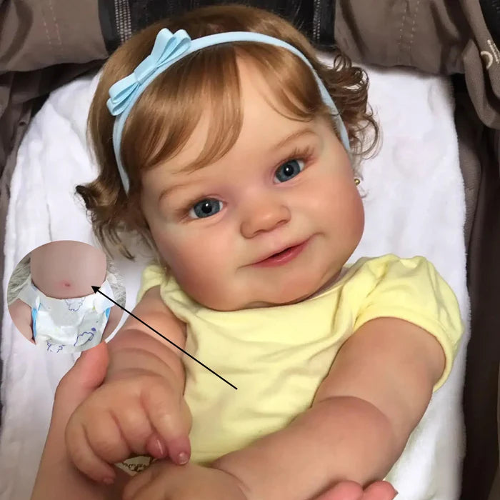 Bebê Reborn Verônica 50cm, boneca realista de vinil com olhos vivos, cabelo fio a fio e acessórios. Perfeita para crianças 3+, traz ternura e magia às brincadeiras!