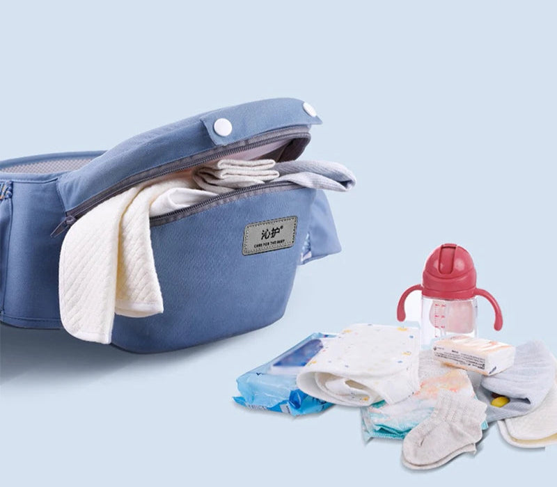 Canguru mochila ergonômica frontal para bebês com alças ajustáveis, tecido respirável e apoio correto para quadril e coluna.