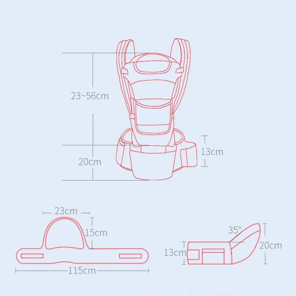 Canguru mochila ergonômica frontal para bebês com alças ajustáveis, tecido respirável e apoio correto para quadril e coluna.