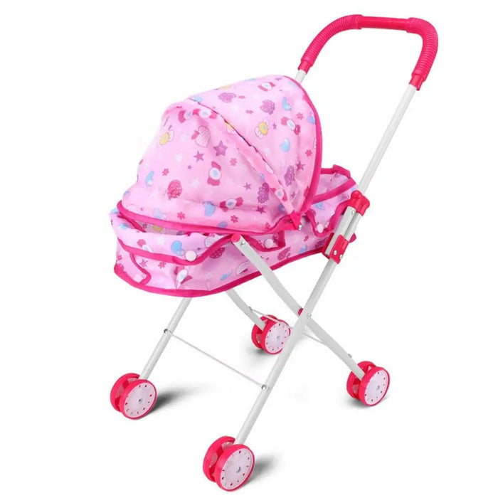Carrinho de Bebê Reborn Lady, 26x48x54cm, para bonecas até 35cm. Design realista, plástico e metal, cores variadas, perfeito para crianças 3+ em brincadeiras de cuidado!