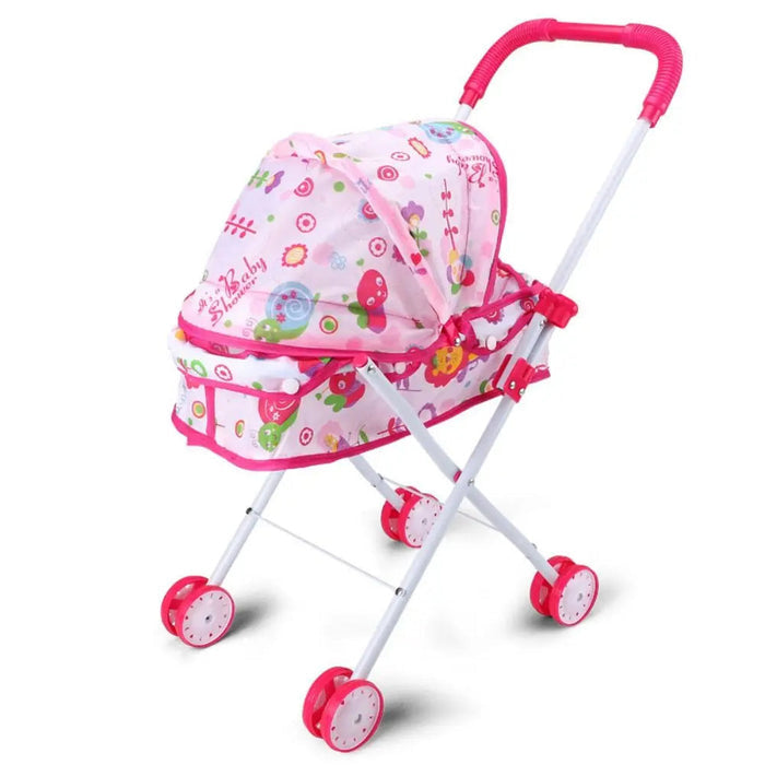 Carrinho de Bebê Reborn Lady, 26x48x54cm, para bonecas até 35cm. Design realista, plástico e metal, cores variadas, perfeito para crianças 3+ em brincadeiras de cuidado!