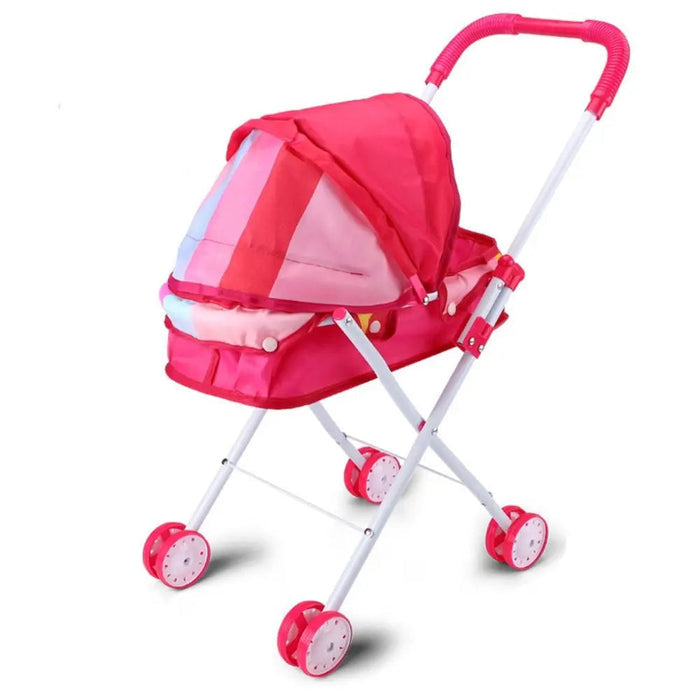 Carrinho de Bebê Reborn Lady, 26x48x54cm, para bonecas até 35cm. Design realista, plástico e metal, cores variadas, perfeito para crianças 3+ em brincadeiras de cuidado!