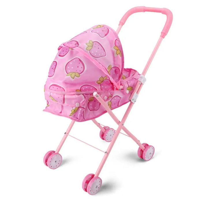 Carrinho de Bebê Reborn Lady, 26x48x54cm, para bonecas até 35cm. Design realista, plástico e metal, cores variadas, perfeito para crianças 3+ em brincadeiras de cuidado!