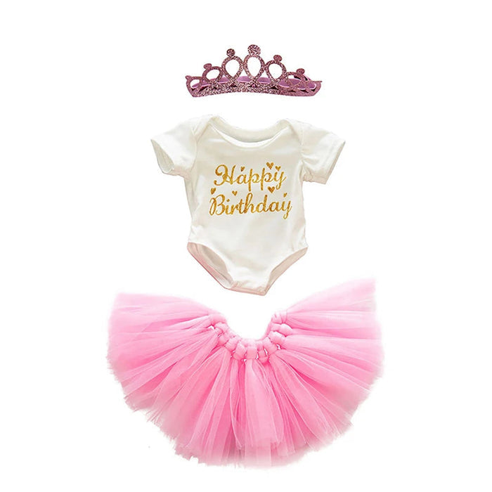 Conjunto Encantado de Roupas para Bebê Reborn 45cm, vestido de tule rosa e coroa brilhante. Tecido macio, para crianças 3+, perfeito para bonecas reborn e coleções!