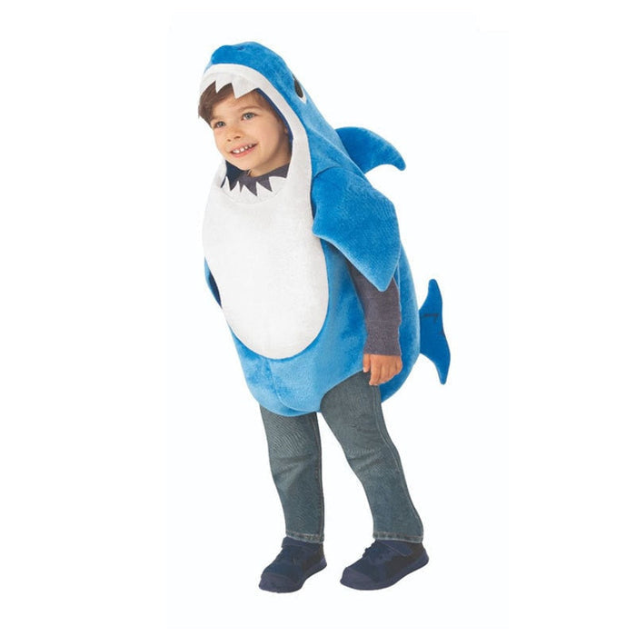 Fantasia Baby Shark Infantil, em poliéster, perfeita para crianças em aventuras mágicas. Ideal para festas e brincadeiras, combina estilo e imaginação com qualidade!