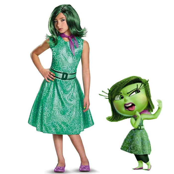 Fantasia Divertida Mente Nojinho, em poliéster, com vestido, lenço, cinto e peruca. Perfeita para crianças, estimula a imaginação em aventuras divertidas!