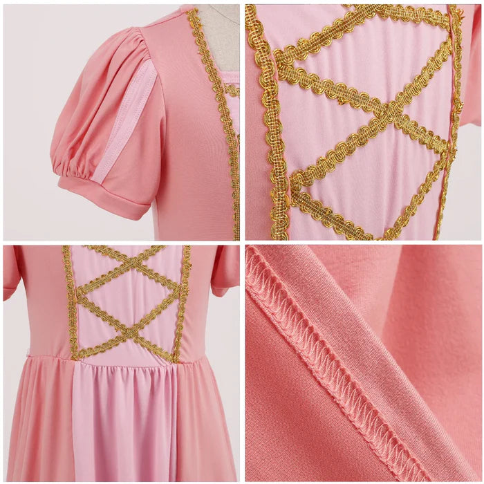 Fantasia Infantil Aurora, em poliéster, malha e algodão. Perfeita para crianças, combina magia e conforto em brincadeiras encantadas e festas temáticas!