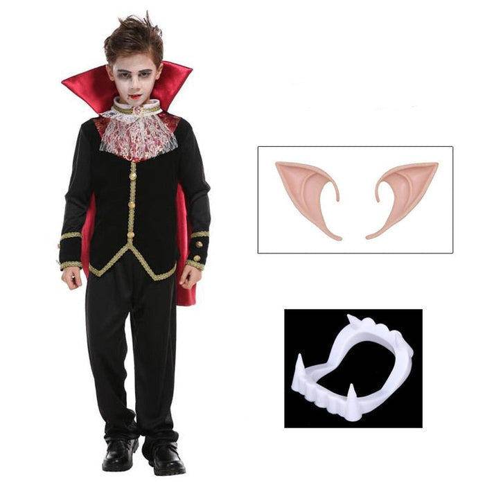 Fantasia Infantil Conde Drácula, em poliéster, perfeita para crianças em aventuras mágicas. Ideal para festas e brincadeiras, combina estilo e qualidade com diversão!