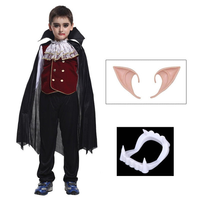 Fantasia Infantil Conde Drácula, em poliéster, perfeita para crianças em aventuras mágicas. Ideal para festas e brincadeiras, combina estilo e qualidade com diversão!