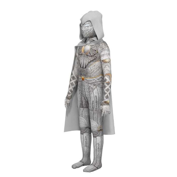 Fantasia Infantil Cavaleiro da Lua com roupa, máscara e capa, em poliéster. Perfeita para crianças, combina aventuras mágicas e conforto, ideal para brincadeiras e festas!