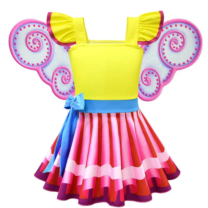 Fantasia Infantil Fancy Nancy Clancy com vestido e calça, em poliéster e algodão. Perfeita para crianças em festas e eventos, com design autêntico e fashion da personagem!