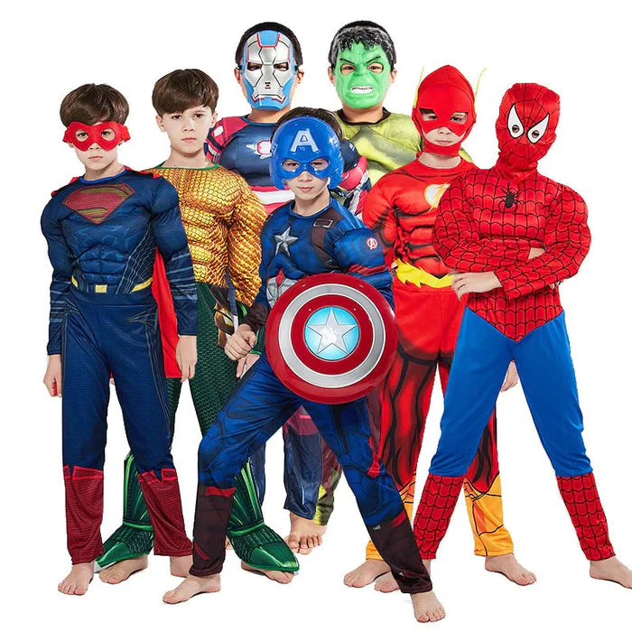 Fantasia Infantil Heróis Cosplay, em poliéster, perfeita para crianças em aventuras mágicas. Ideal para festas e brincadeiras, combina estilo e imaginação com qualidade!