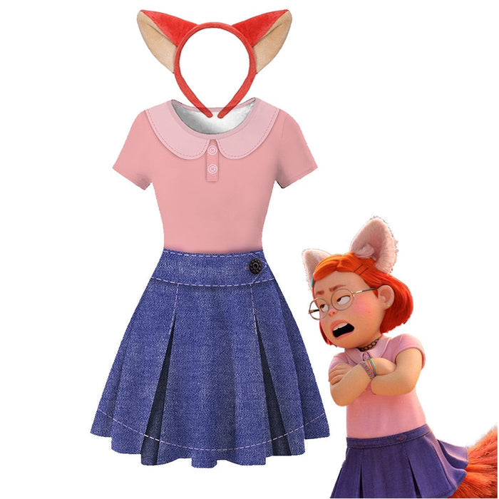 Fantasia Infantil Mei Lee de Red: Crescer é uma Fera com vestido e tiara, em poliéster. Perfeita para crianças em festas, com design colorido e autêntico da personagem!