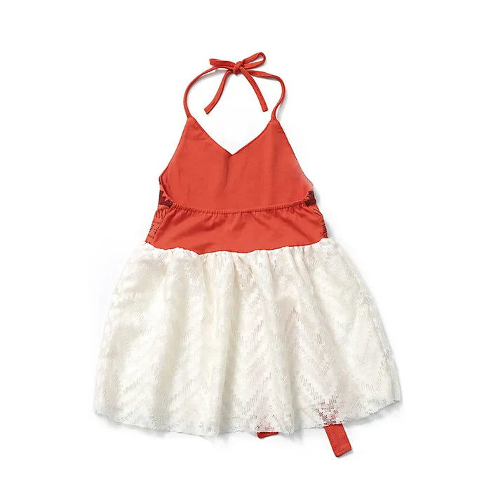 Fantasia Infantil Moana Bebê com vestido, colar e flor, em poliéster e algodão. Perfeita para bebês, combina conforto e estilo em festas e momentos especiais!