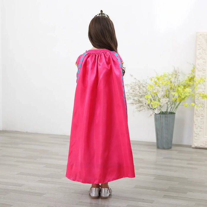 Fantasia Infantil Princesa Jasmine Rosa com vestido, coroa e varinha, em poliéster. Perfeita para crianças, ideal para festas e brincadeiras mágicas com estilo oriental!