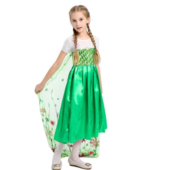 Fantasia Infantil Rainha Elsa Frozen com vestido, coroa, luvas, varinha e joias, em algodão, cotton e voil. Perfeita para crianças em festas e eventos com estilo mágico!