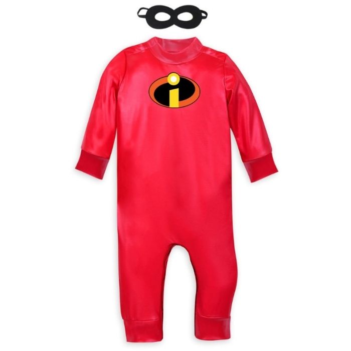 Fantasia Infantil Super Bebê Zezé Pêra com macacão e máscara, em poliéster. Perfeita para crianças, ideal para brincadeiras e festas com estilo de Os Incríveis!
