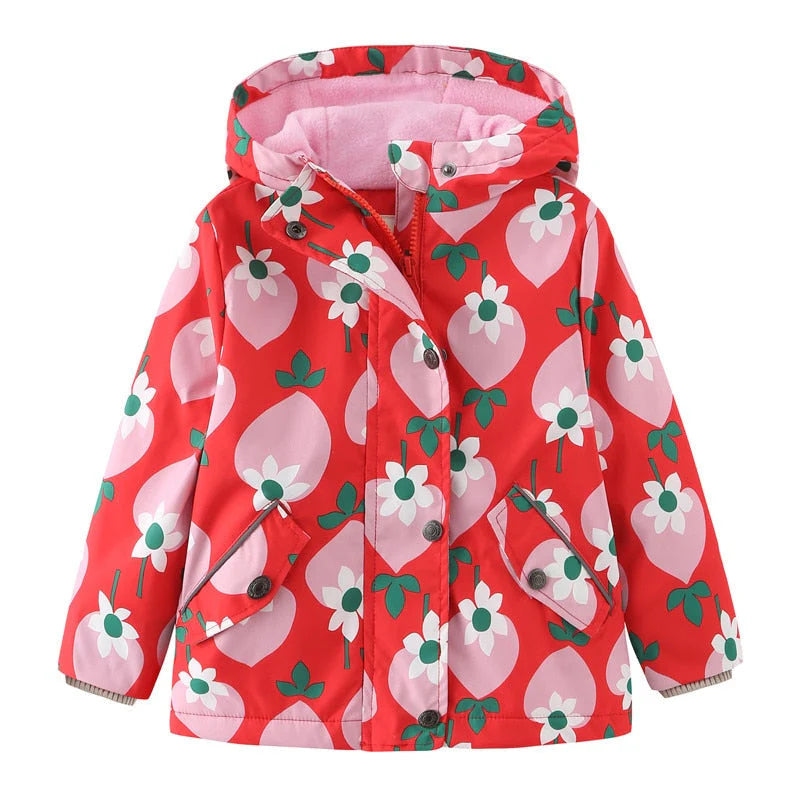 Jaqueta Infantil Estampada com Capuz Unissex, quente e estilosa, com forro de pelúcia e isolamento térmico. Perfeita para crianças no inverno, em poliéster e algodão!