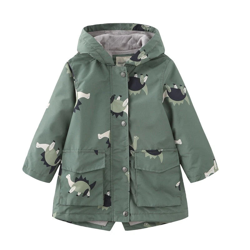 Jaqueta Infantil Estampada com Capuz Unissex, quente e estilosa, com forro de pelúcia e isolamento térmico. Perfeita para crianças no inverno, em poliéster e algodão!