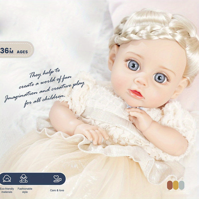 Bebê Reborn Lavínia 35cm, boneca realista de silicone macio com traços delicados. Perfeita para crianças 3+ e colecionadores, combina segurança, carinho e qualidade!