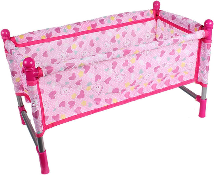 Berço para Bebê Reborn Pink, em plástico rosa vibrante, seguro e fácil de montar. Ideal para crianças 3+, promove criatividade e brincadeiras com bonecas!