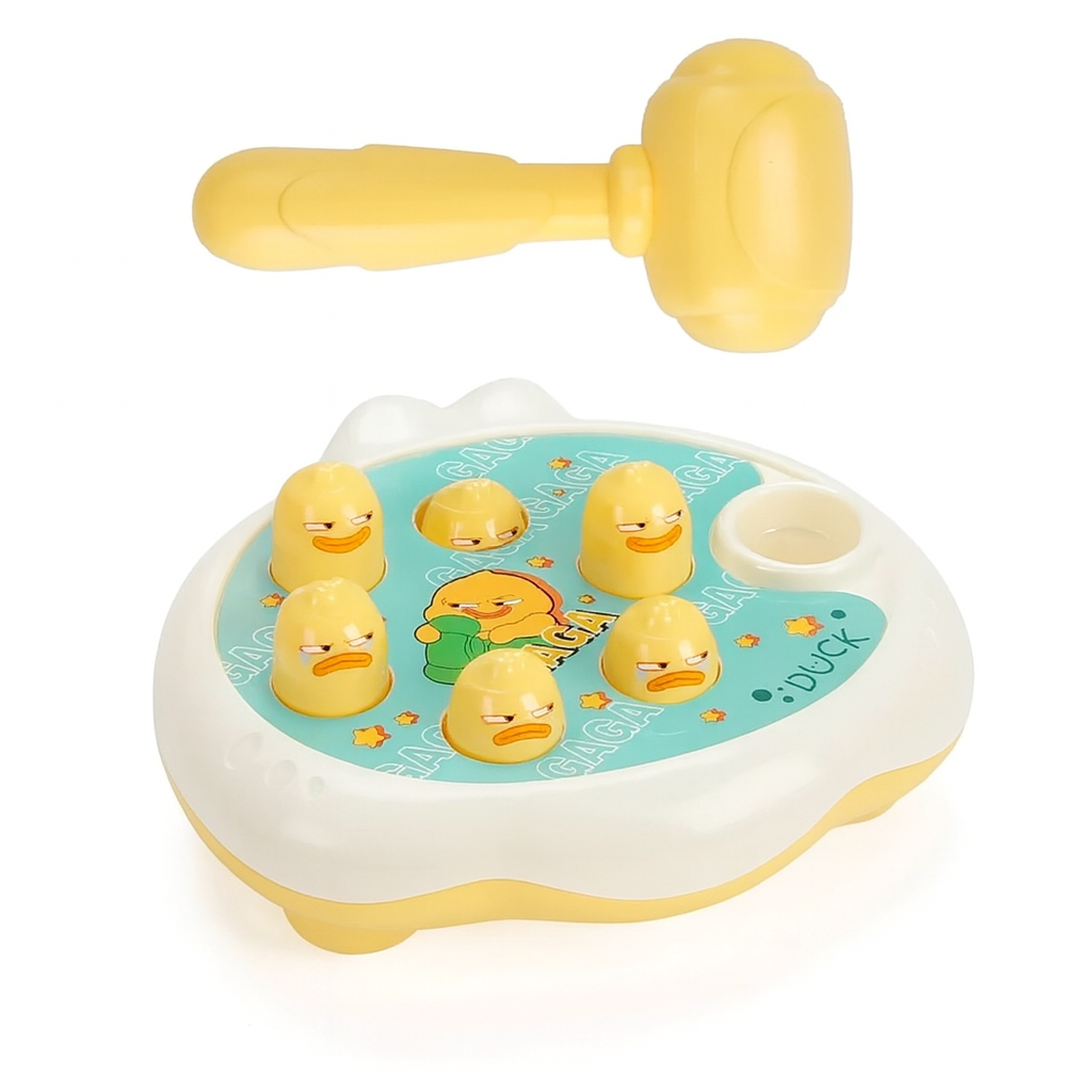 Brinquedo Montessori educacional interativo com martelo, cores vibrantes e peças seguras, ideal para bebês de 1 a 2 anos aprenderem brincando.