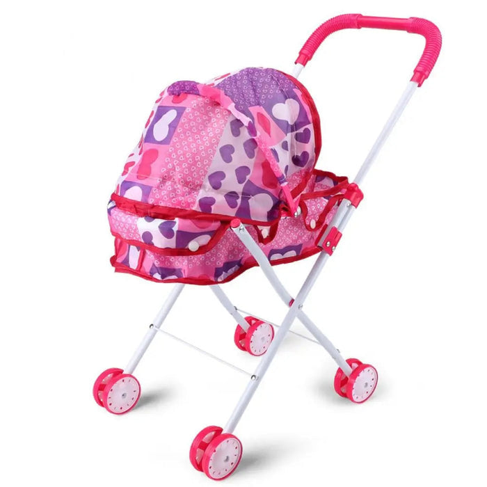 Carrinho de Bebê Reborn Lady, 26x48x54cm, para bonecas até 35cm. Design realista, plástico e metal, cores variadas, perfeito para crianças 3+ em brincadeiras de cuidado!