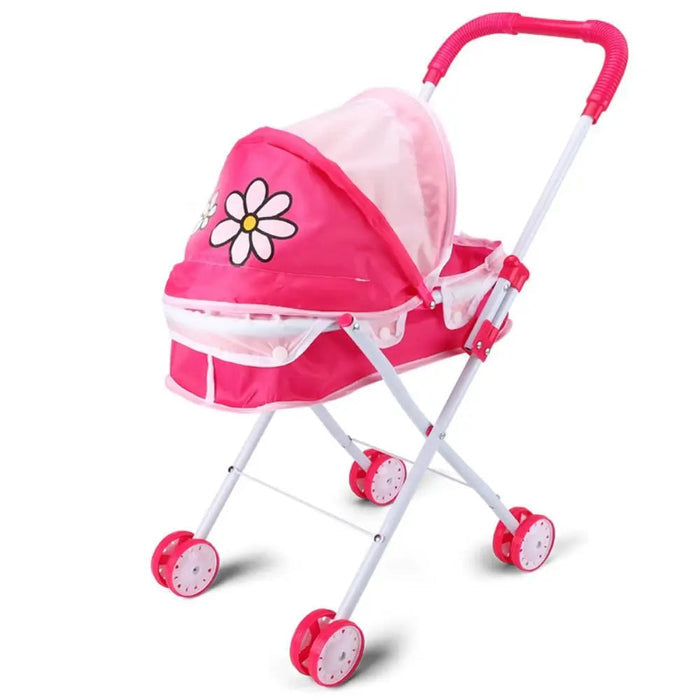 Carrinho de Bebê Reborn Lady, 26x48x54cm, para bonecas até 35cm. Design realista, plástico e metal, cores variadas, perfeito para crianças 3+ em brincadeiras de cuidado!