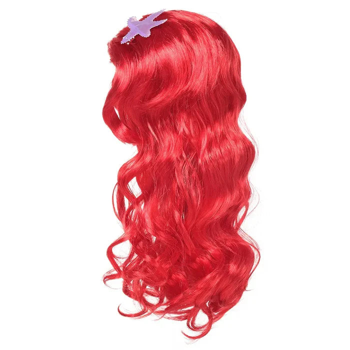 Fantasia Infantil Ariel Magia do Mar com coroa, varinha, luvas e joias, em poliéster. Perfeita para crianças em festas, com design mágico inspirado na sereia Ariel!