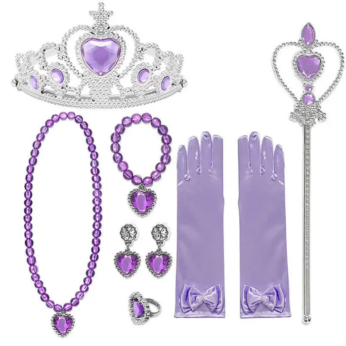 Fantasia Infantil Ariel Magia do Mar com coroa, varinha, luvas e joias, em poliéster. Perfeita para crianças em festas, com design mágico inspirado na sereia Ariel!