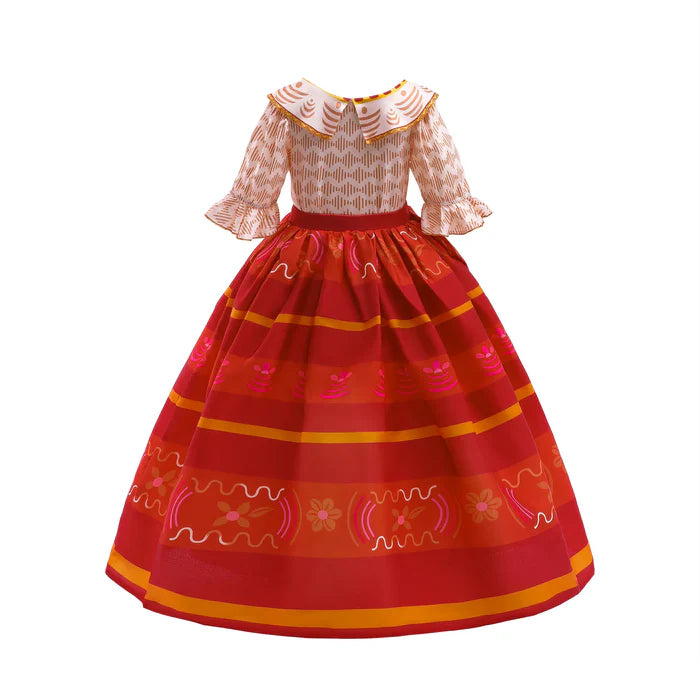 Fantasia Infantil Dolores Clássico Encanto com vestido, varinha, coroa e luva, em poliéster e viscose. Perfeita para crianças, combina magia e conforto em aventuras!