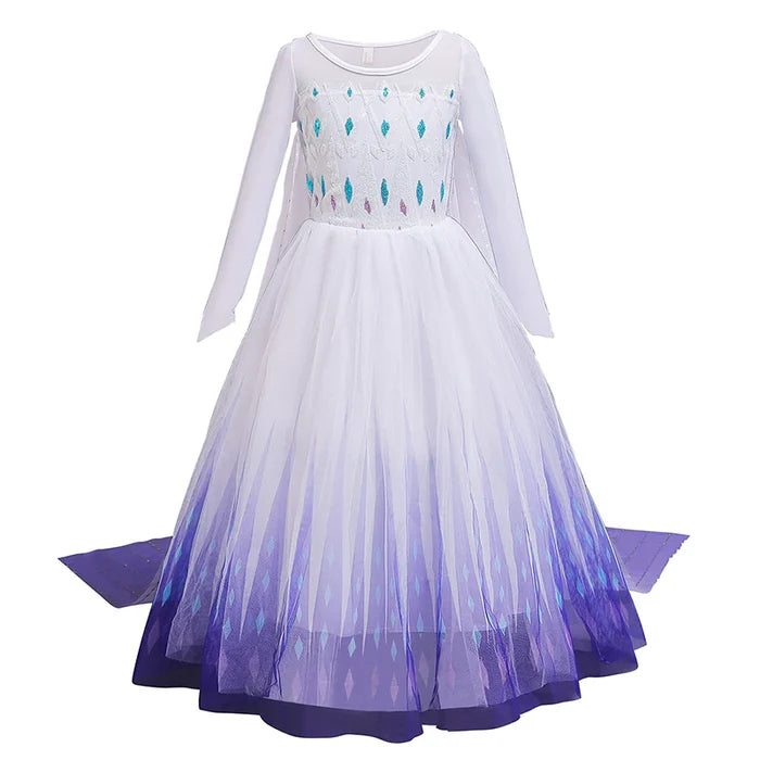 Fantasia Infantil Elsa Frozen com vestido, varinha, coroa e luva, em poliéster e viscose. Perfeita para crianças, combina magia e conforto em aventuras encantadas!