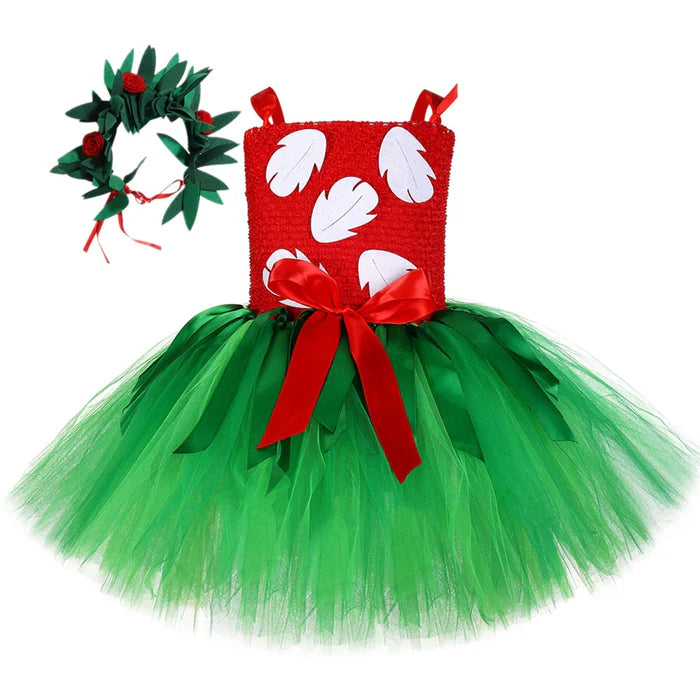 Fantasia Infantil Lilo & Stitch com vestido e tiara, em poliéster, malha, nylon e algodão. Perfeita para crianças, combina conforto e estilo havaiano em aventuras mágicas!