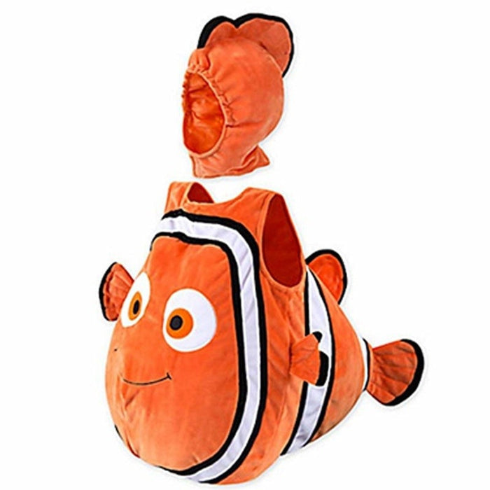 Fantasia Infantil Peixinho Aventureiro Nemo, em algodão. Perfeita para crianças, combina aventuras mágicas subaquáticas e conforto, ideal para brincadeiras e festas!