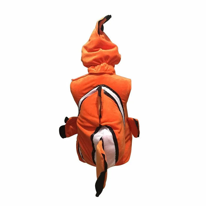 Fantasia Infantil Peixinho Aventureiro Nemo, em algodão. Perfeita para crianças, combina aventuras mágicas subaquáticas e conforto, ideal para brincadeiras e festas!