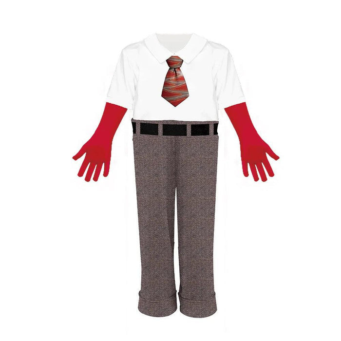 Fantasia Infantil Raiva Divertida Mente com calça, camisa, cinto e luva, em poliéster. Perfeita para crianças, ideal para brincadeiras mágicas e festas com estilo!