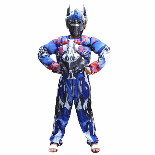 Fantasia Infantil Transformers Optimus Prime com máscara e macacão, em poliéster. Perfeita para crianças, combina aventuras mágicas e conforto em brincadeiras e festas!
