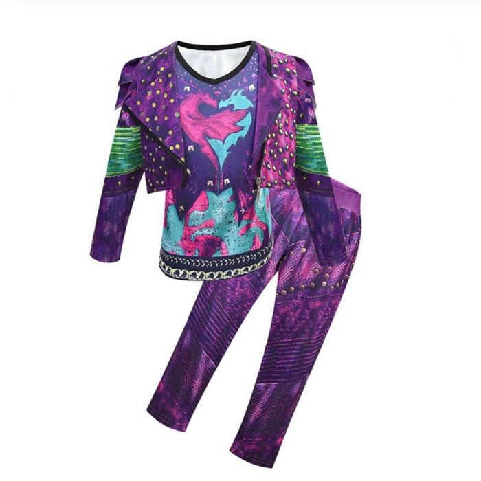 Fantasia Infantil Vilã Fashion Descendentes 3 - Zoom, com jaqueta, camiseta, calça e luvas, em poliéster e malha. Perfeita para crianças em festas e brincadeiras mágicas!