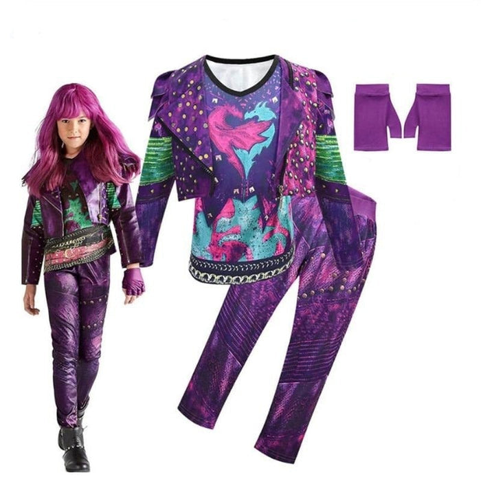 Fantasia Infantil Vilã Fashion Descendentes 3 - Zoom, com jaqueta, camiseta, calça e luvas, em poliéster e malha. Perfeita para crianças em festas e brincadeiras mágicas!