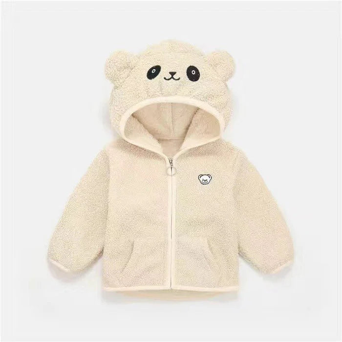 Jaqueta Infantil Ursinho Unissex, em algodão com forro fleece e capuz. Quente, confortável e resistente, perfeita para crianças no inverno, com estampa de ursinho!