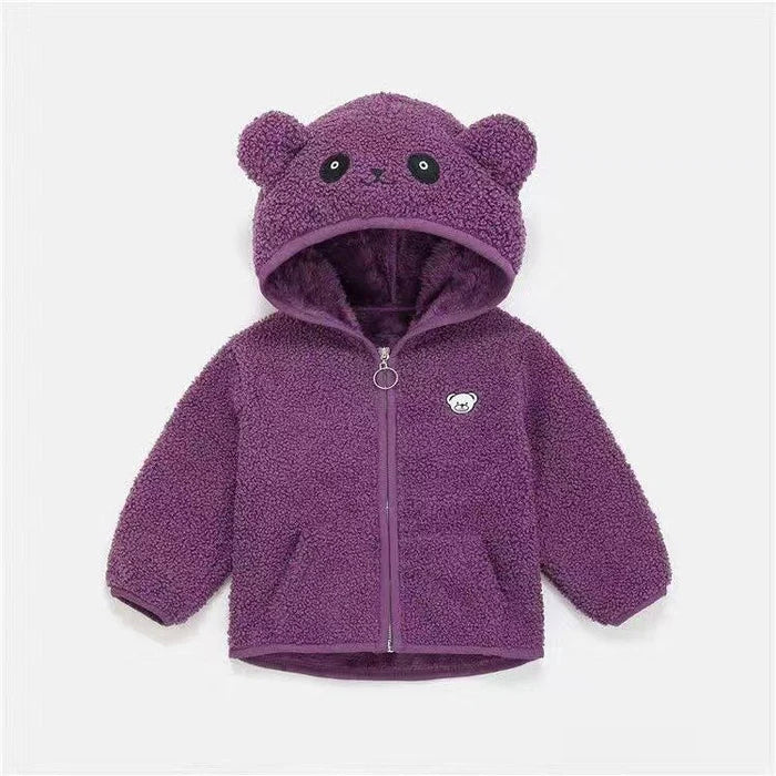 Jaqueta Infantil Ursinho Unissex, em algodão com forro fleece e capuz. Quente, confortável e resistente, perfeita para crianças no inverno, com estampa de ursinho!