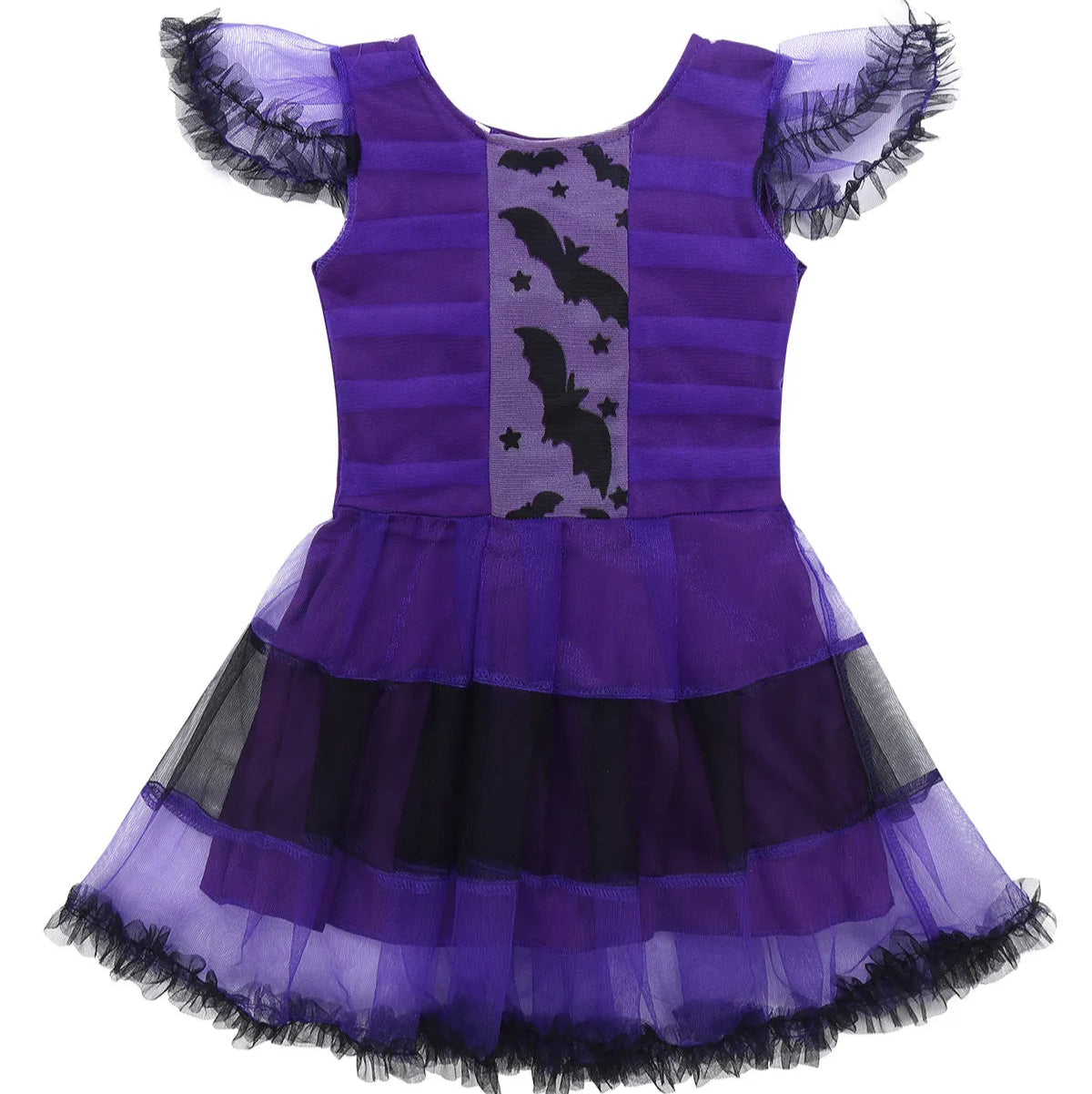Vestido Fantasia Vampirinha com capa e arquinho, em malha e poliéster. Perfeita para crianças, combina magia e qualidade em brincadeiras encantadas e festas temáticas!